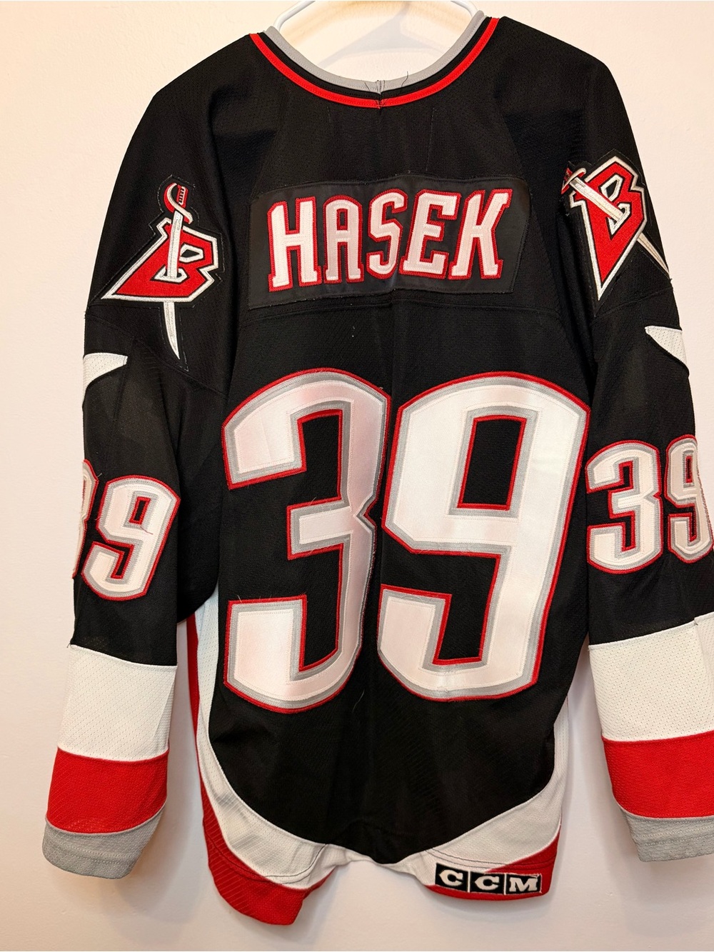 Authentic Vintage CCM made in Canada Dominik Hasek Jersey stitched and sewn XL